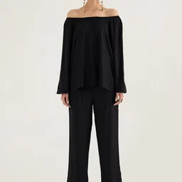 FEMMELLA Off Shoulder Long Sleeves Top With Trousers Co-Ords-image-54