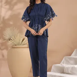 Sangria Pure Cotton Top With Trousers Co-Ords-image-0