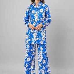 Orchid Blues Floral Printed Shirt Collar Shirt With Trousers-picture-20