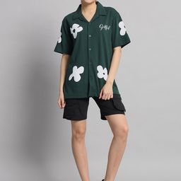 GRIFFEL Printed Pure Cotton Oversized Shirt With Shorts-image-77