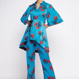 Antheaa Printed Satin Top & Trousers Co-Ords Set-picture-23