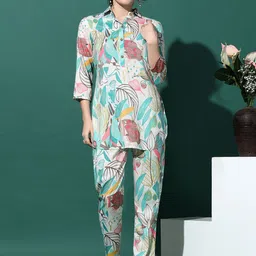 FASHION DREAM Floral Printed Collar Tunic With Trousers Co-Ords-picture-22