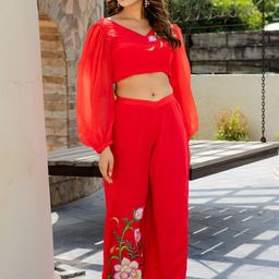 HOUSE OF JAMOTI Printed V-Neck Long Sleeve Top & Trouser-image-27