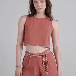 Midsummer Round Neck Top & Flared Shorts Co-Ords-image-8