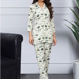 KALINI Printed Shirt Collar Neck Tunic With Trouser Co-Ords-image-15