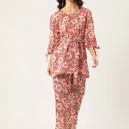 Sleek Italia Floral Printed Three Quarter Sleeve Top & Trouser-picture-29