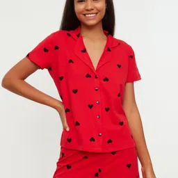 Trendyol Conversational Printed Pure Cotton Night Suit-picture-7