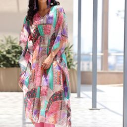 Libas Printed V-Neck Tunic With Trousers Co-Ords-image-58