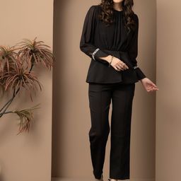 Beatnik Round Neck Top With Trousers-image-49