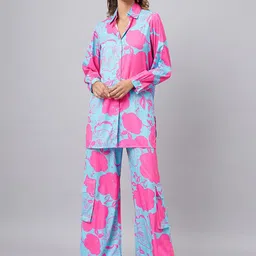Orchid Blues Floral Printed Shirt With Cargo Detail Trousers-picture-17