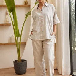 Ambraee Shirt Collar Pure Cotton Shirt & Palazzo-image-35