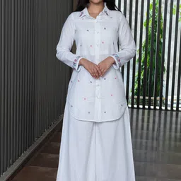 Aaheli Floral Embroidered Pure Cotton Shirt With Trouser-image-28