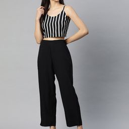 Sleek Italia Striped Shoulder Straps Smocked Crop Top & Trouser-image-75