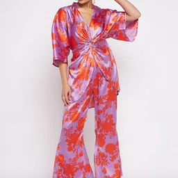 Antheaa Women Floral Printed Top & Trouser Co-Ord Set-picture-0