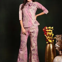 Claura Printed Pure Cambric Cotton Tunic & Trousers Co-Ords Set-19