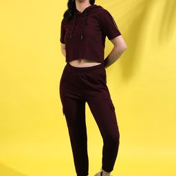 Campus Sutra Maroon Crop Sweatshirt With Joggers-picture-28