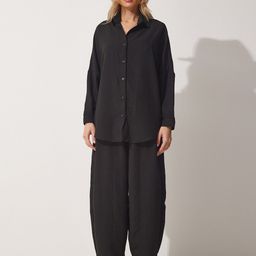 Happiness istanbul Pure Cotton Shirt With Balloon Trousers-57
