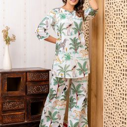 NIJANAND TEXTILE Printed Pure Cotton Top With Trousers Co-Ords-picture-29