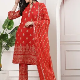 Nayam By Lakshita Ethnic Motifs Printed Regular Gotta Patti Kurta With Palazzos & Dupatta-image-47