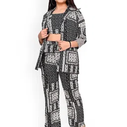FELLAMO Girls Printed Top With Blazer & Trousers Clothing Set-image-3
