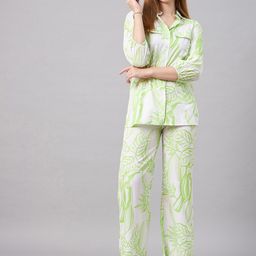 Orchid Blues Floral Printed Shirt Collar Shirt & Trouser-image-88