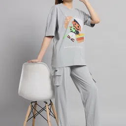 GRIFFEL Graphic Printed Pure Cotton Oversized T-shirt & Trousers-image-77