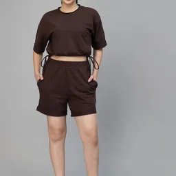 Strong And Brave Women Crop T-Shirt With Shorts Odour Free Co-Ords-image-99
