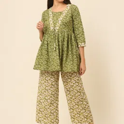 Laado - Pamper Yourself Floral Printed Pure Cotton Tunic Top & Palazzos-picture-17