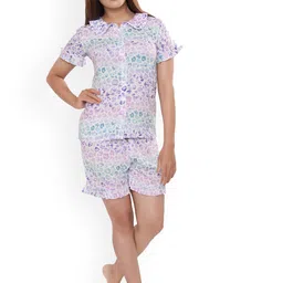 ESTERIA Abstract Printed Ruffles Night suit-picture-30
