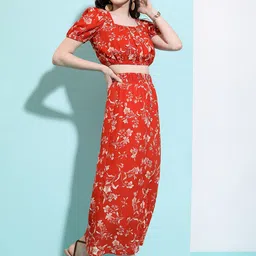 Tokyo Talkies Women Printed Top With Skirt-image-63