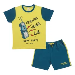Clothe Funn Boys Graphic Printed Pure Cotton T-Shirt With Shorts Clothing Set-image-64