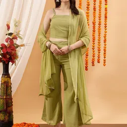 indo street Embellished Crop Top & Palazzos Co-Ord Set-picture-58