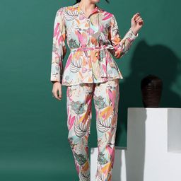 FASHION DREAM Floral Printed Shirt Collar Shirt With Trousers-picture-21