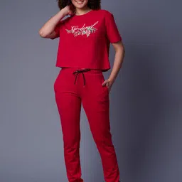 GO DEVIL Printed Pure Cotton Round Neck T-Shirt & Trousers Co-Ords-image-84