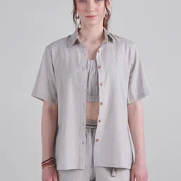 Midsummer Shirt Collar Shirt, Bralette With Shorts Co-Ods-image-1