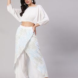 AKS Ethnic Printed Crop Top & Overlap Skirt Co-Ords Set-picture-24