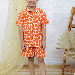 UNBIND Printed Pure Cotton Shirt & Shorts Clothing Set-image-35