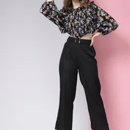 KASSUALLY Women Floral Printed Ruffle Top With Trouser Co-Ords Set-picture-0