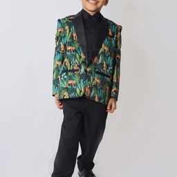 BAESD Boys Notched Lapel Collared Single-Breasted Three-Piece Ethnic Suit-30