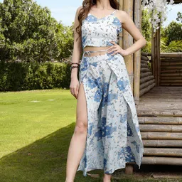 Sera Printed Shoulder Straps Crop Top & Palazzo Co-Ords-picture-48