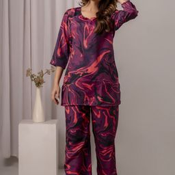 RANGREAL Printed Round Neck Night Suit-image-48