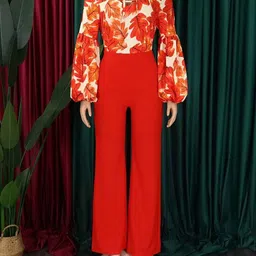 Errabelly Printed V-Neck Top With Trouser-image-58