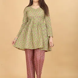 CHANSI Floral Printed A-Line Kurta Set-image-88