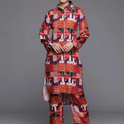 Varanga Geometric Printed Shirt Collar Tunic & Trouser Co-Ords-picture-38