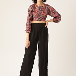Sleek Italia Floral Printed Crop Top & Trousers-image-20
