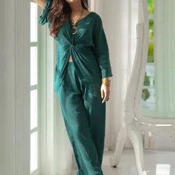 Ambraee Overlapping Knot Top & Trousers-image-81