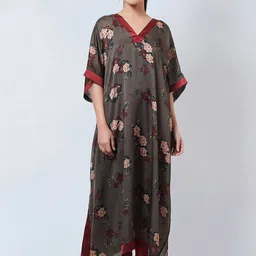 First Resort by Ramola Bachchan Floral Printed Kaftan And Straight Pants-image-9