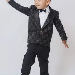 BAESD Boys Notched Lapel Collared Single-Breasted Four Piece Ethnic Suit-14