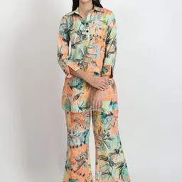 Gargistyle Abstract Printed Spread Collar Casual Straight Tunic & Trousers-picture-7