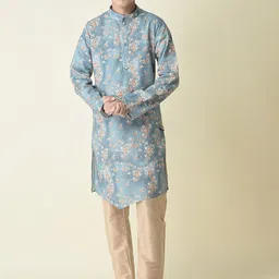 TABARD Boys Floral Printed Pure Cotton Kurta with Pyjamas-picture-52